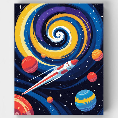 Cosmic Rocket Journey - Paint by Numbers Kit
