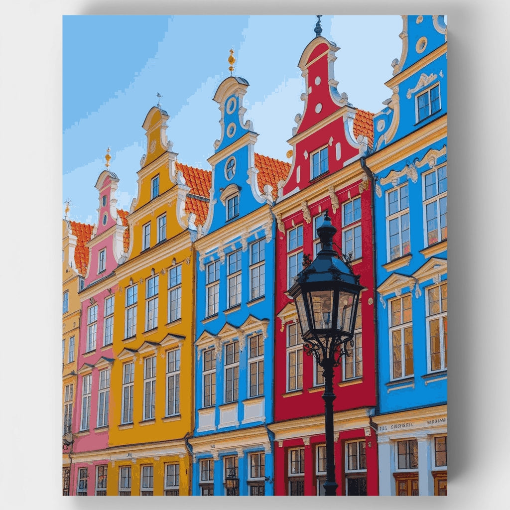 Arquitectura europea colorida - Kit de pintura por números — Estándar
