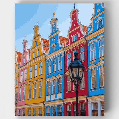 Colorful European Architecture - Paint by Numbers Kit