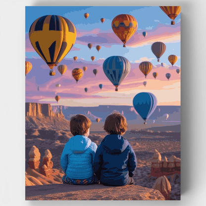 Hot Air Balloons Over Desert Canyon - Paint by Numbers Kit