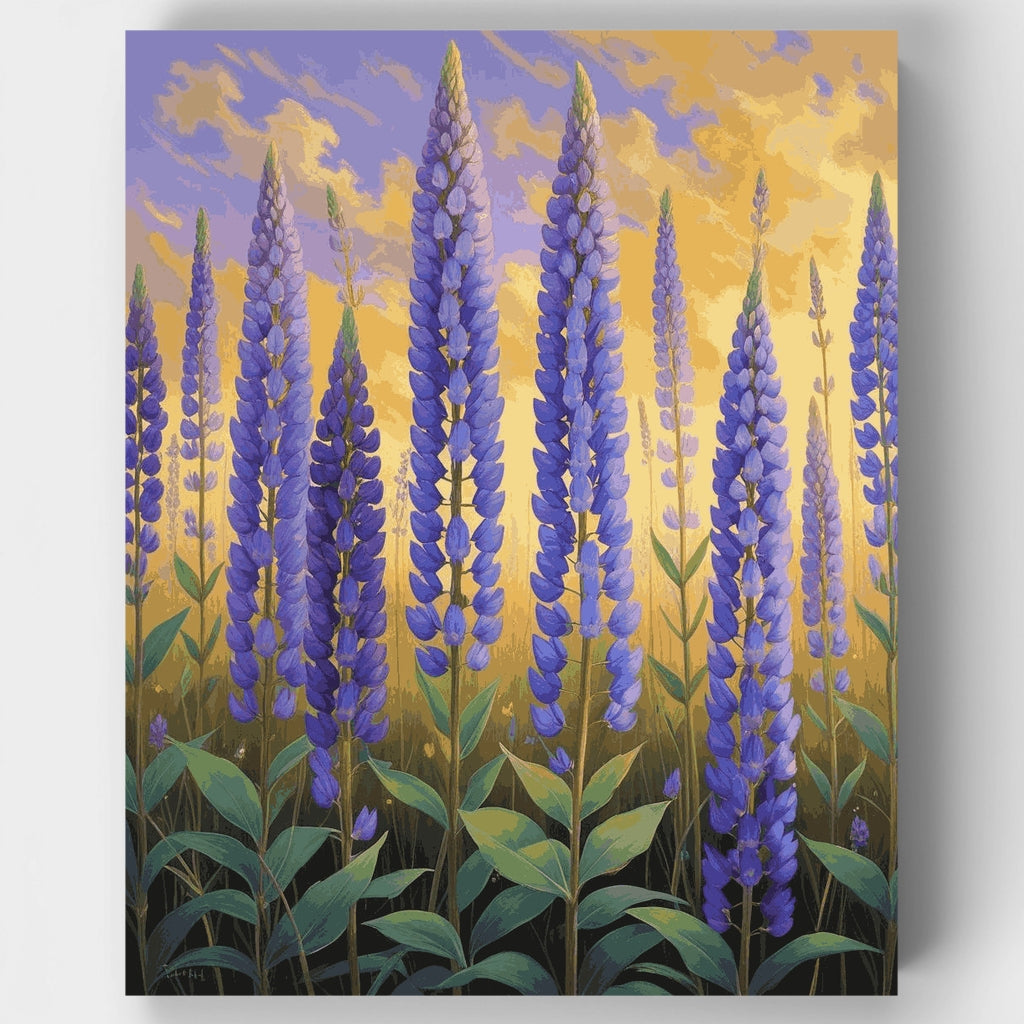 Purple Lupine Wildflowers at Sunset - Paint by Numbers Kit