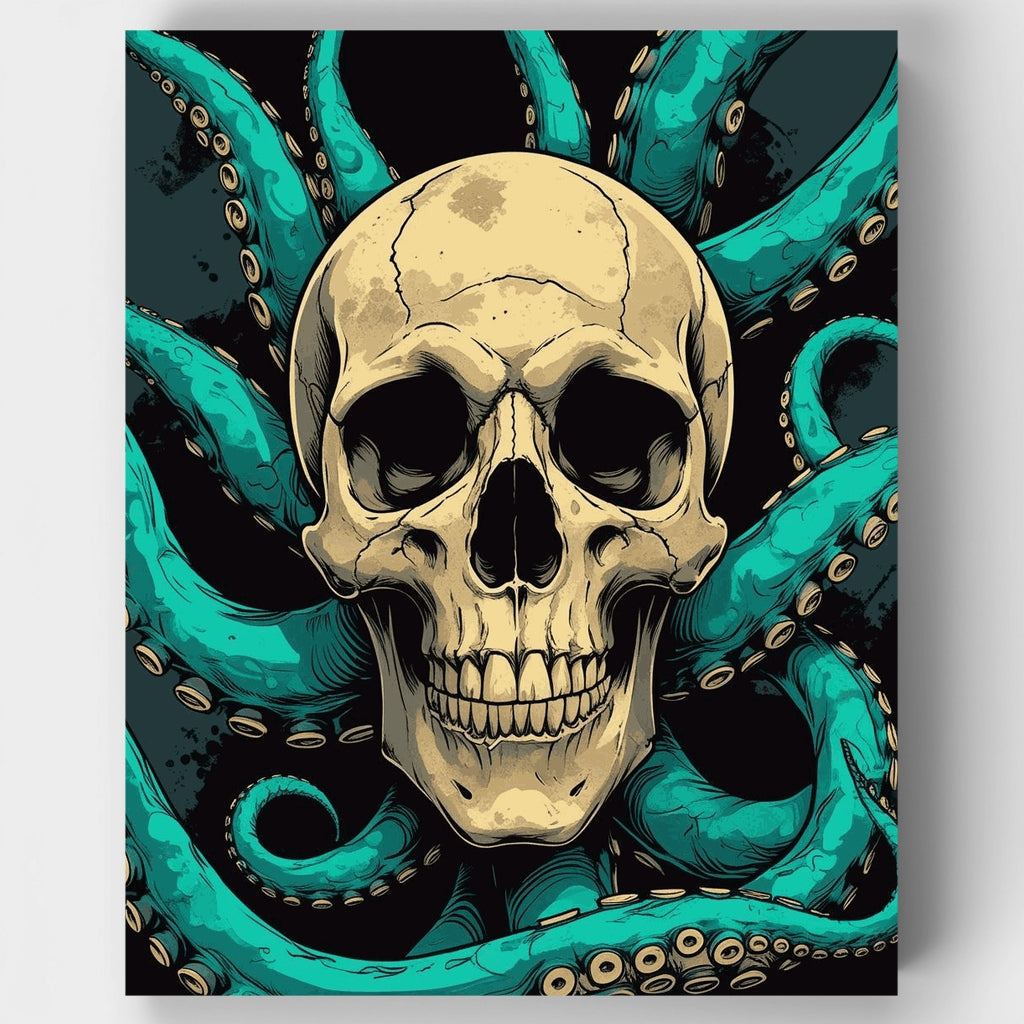 Kit de pintura por números: Calavera y tentáculos de pulpo — Estándar