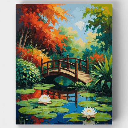 Garden Bridge with Water Lilies - Paint by Numbers Kit