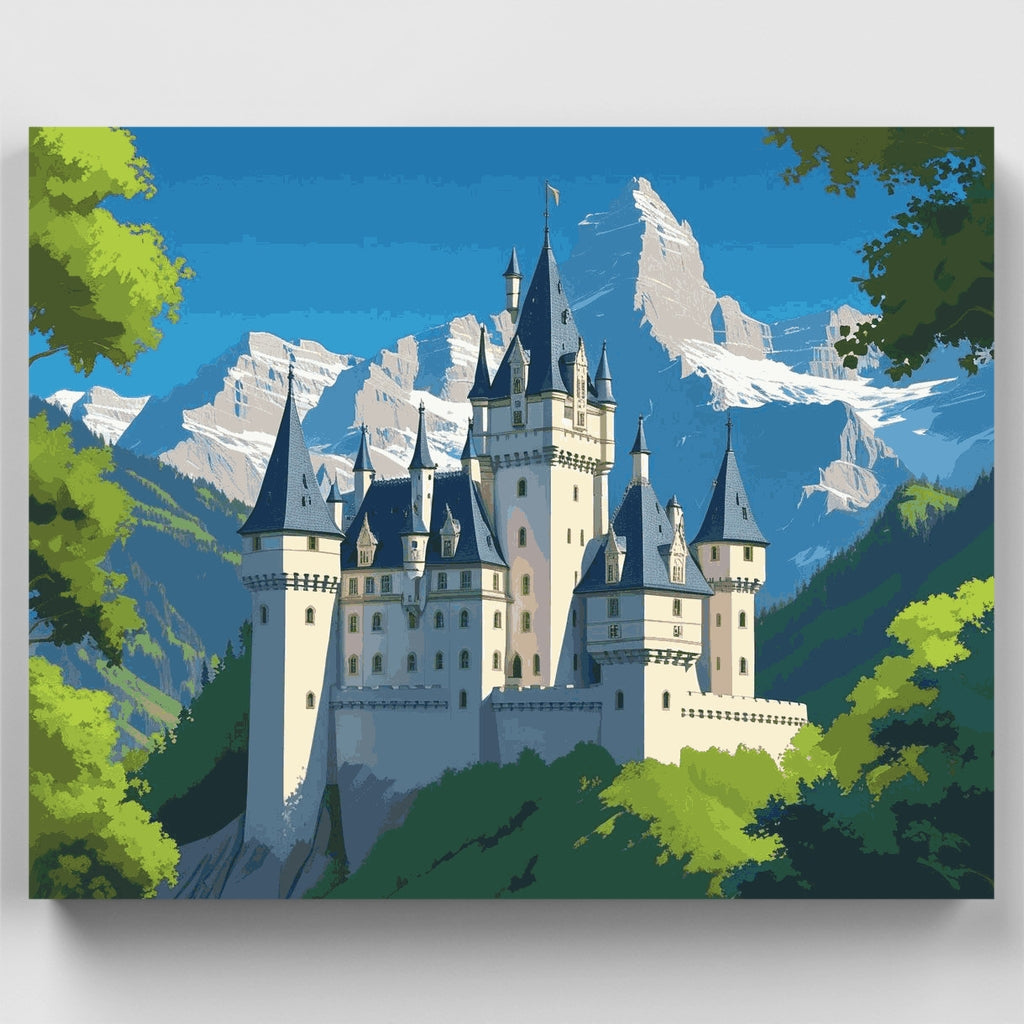 Fairy Tale Castle in the Mountains - Paint by Numbers Kit
