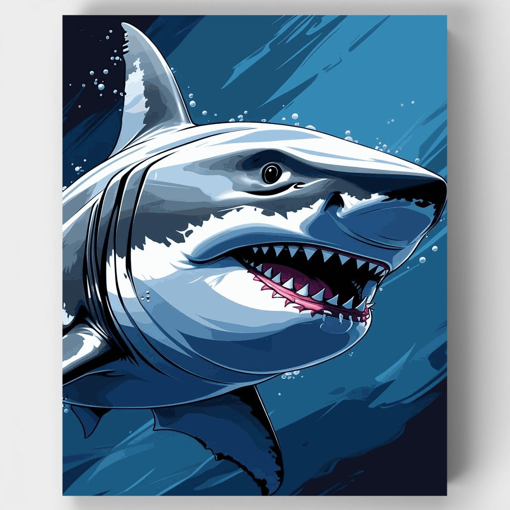 Kit de pintura por números - Ataque de gran tiburón blanco — Estándar