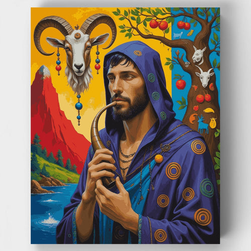 Mystical Shepherd with Sacred Ram - Paint by Numbers Kit