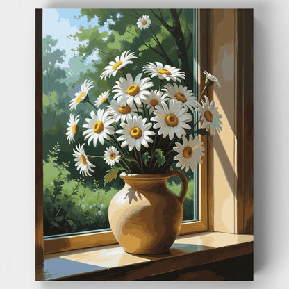 Daisy Bouquet by the Window - Paint by Numbers Kit