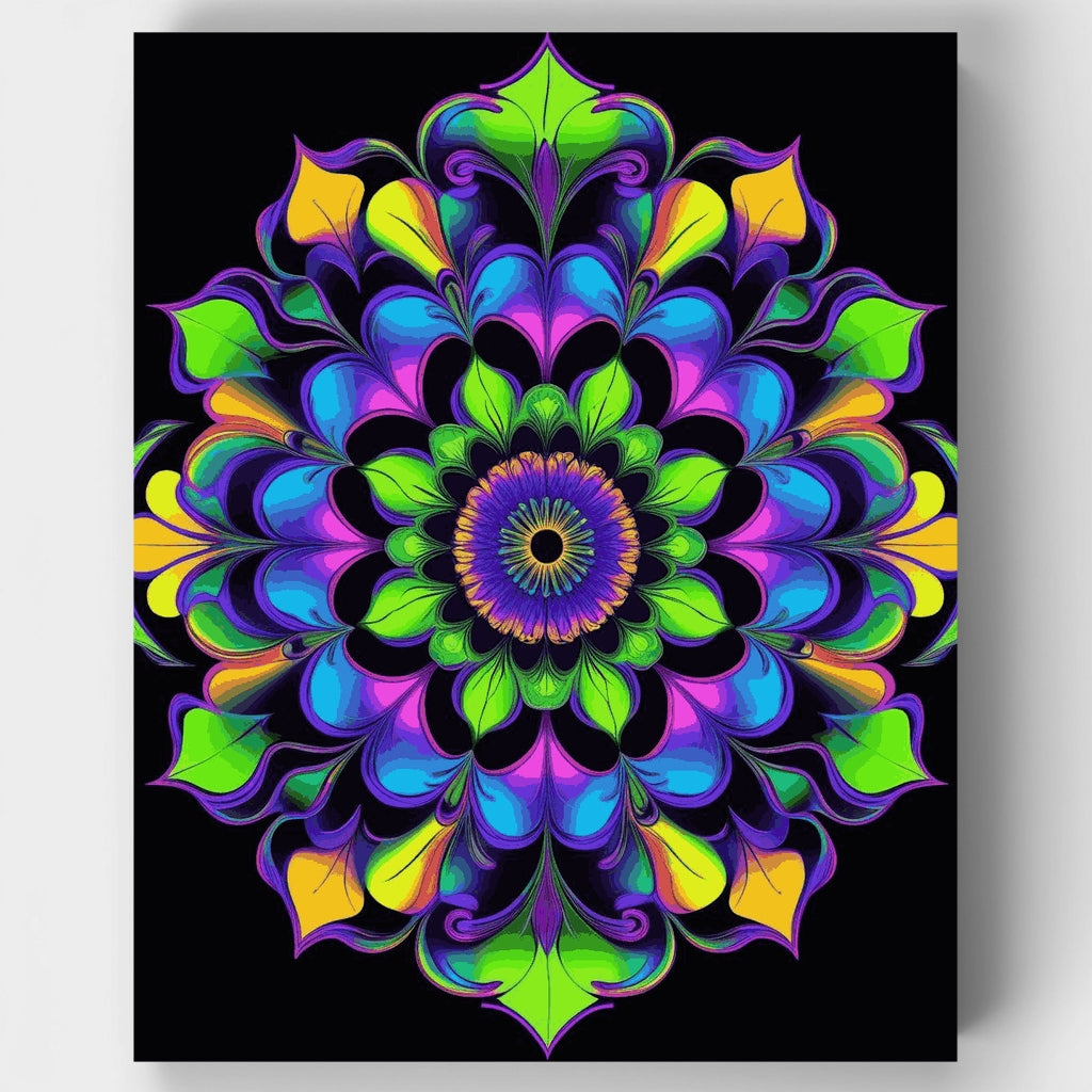 Kit de pintura por números - Caleidoscopio de mandala neón — Estándar
