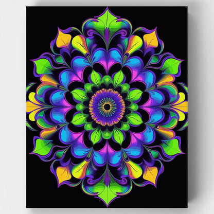 Neon Mandala Kaleidoscope - Paint by Numbers Kit