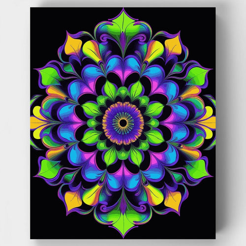 Neon Mandala Kaleidoscope - Paint by Numbers Kit