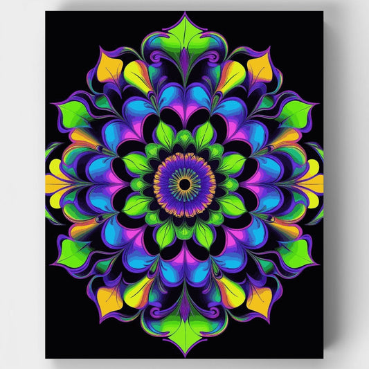 Neon Mandala Kaleidoscope - Paint by Numbers Kit