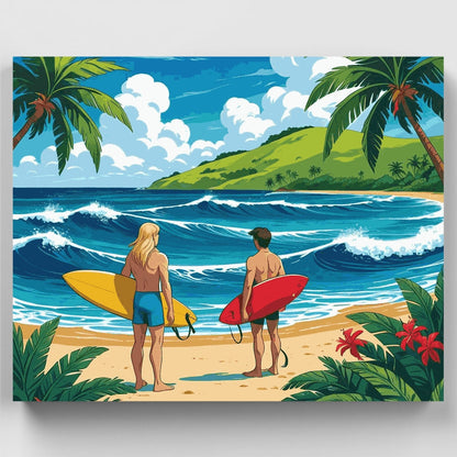 Paradise Surf Watchers - Paint by Numbers Kit