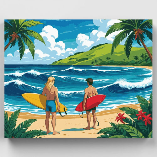 Paradise Surf Watchers - Paint by Numbers Kit