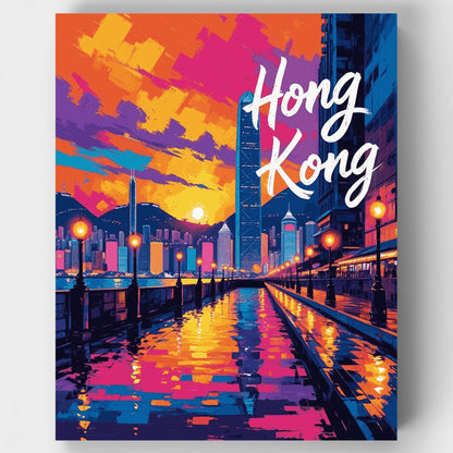 Hong Kong Colorful Waterfront Promenade - Paint by Numbers Kit