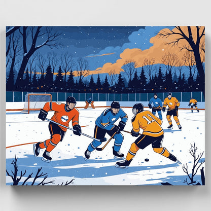 Twilight Hockey Battle - Paint by Numbers Kit
