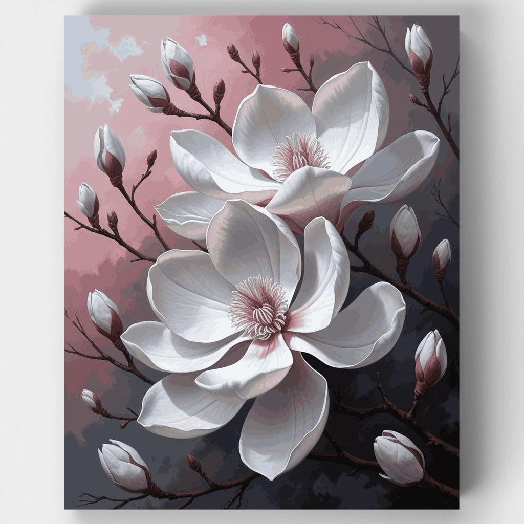 Flores de magnolia en rama - Kit de pintura por números — Estándar