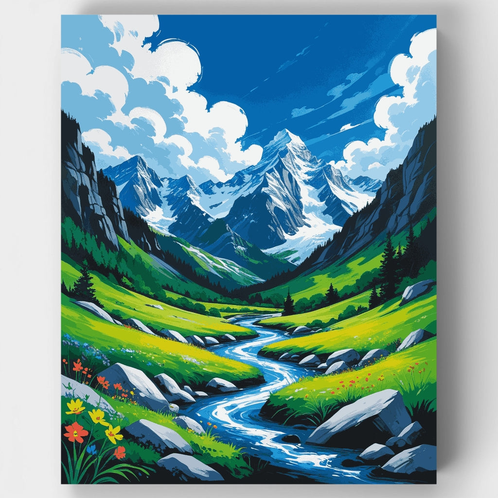 Kit de pintura por números - Arroyo del Valle Alpino — Estándar