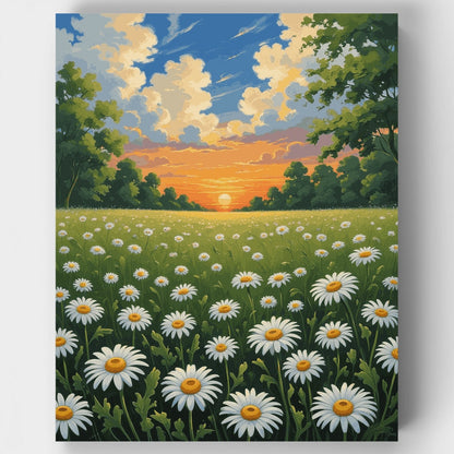 Daisy Field Sunset - Paint by Numbers Kit