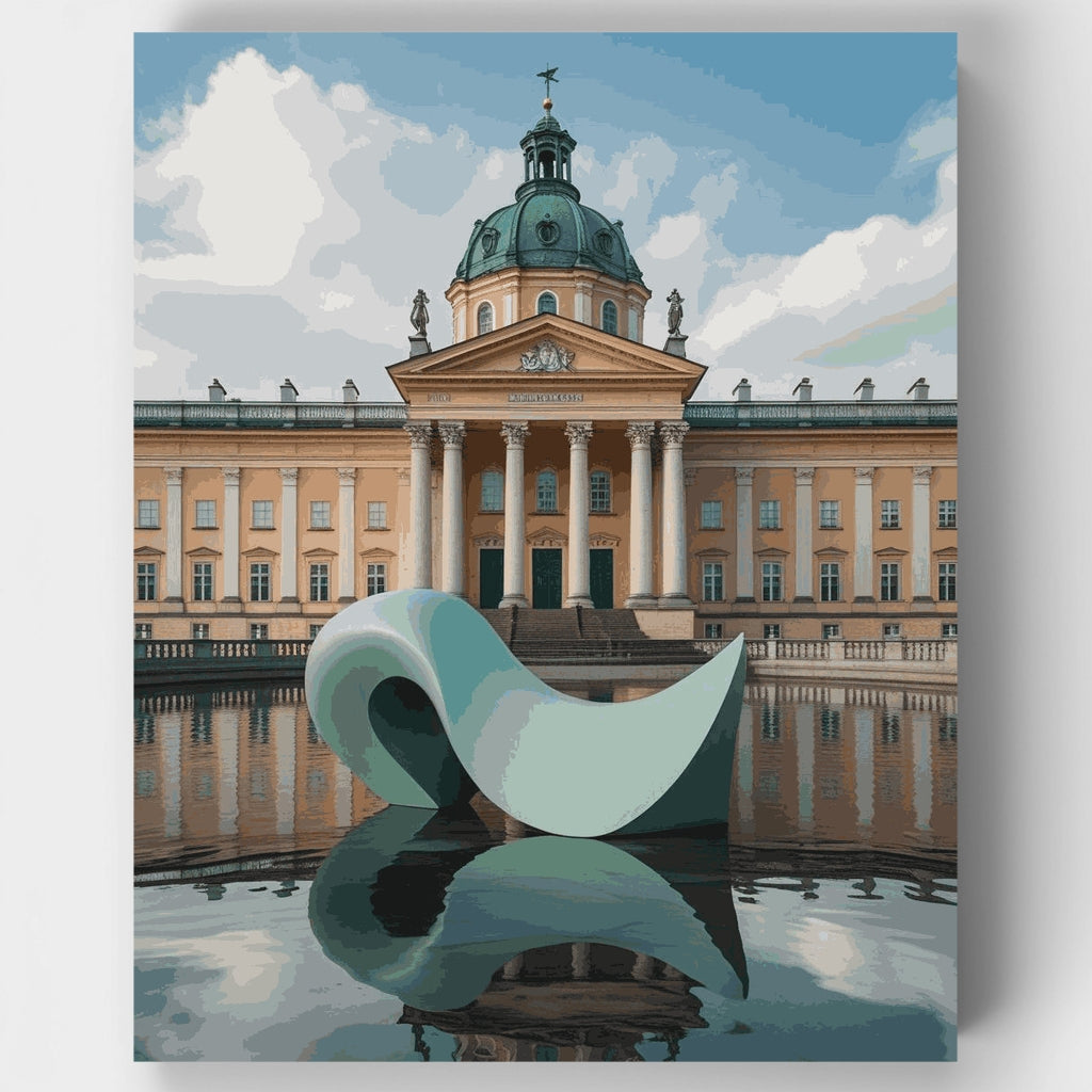 Baroque Palace with Modern Sculpture - Paint by Numbers Kit