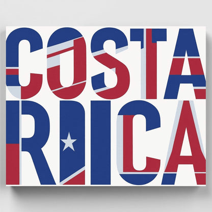 Costa Rica Flag Typography - Paint by Numbers Kit
