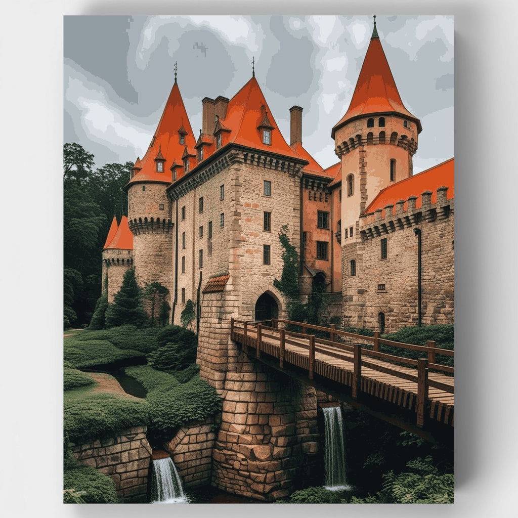 Castillo medieval con puente - Kit de pintura por números — Estándar