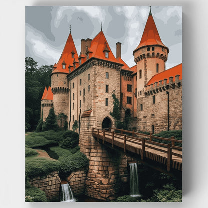 Medieval Castle with Bridge - Paint by Numbers Kit