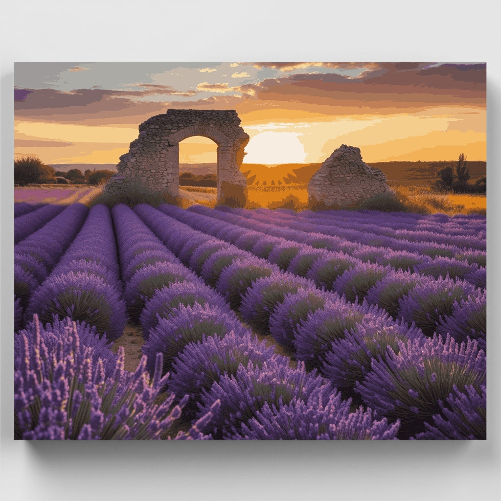 Lavender Fields with Ancient Stone Arch - Paint by Numbers Kit