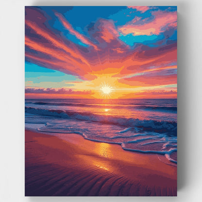 Sunset Beach Waves - Paint by Numbers Kit