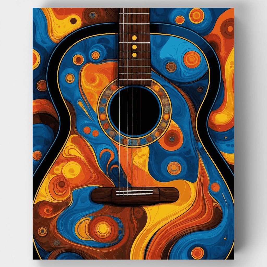 Kit de pintura por números: Guitarra de Noche Estrellada — Estándar