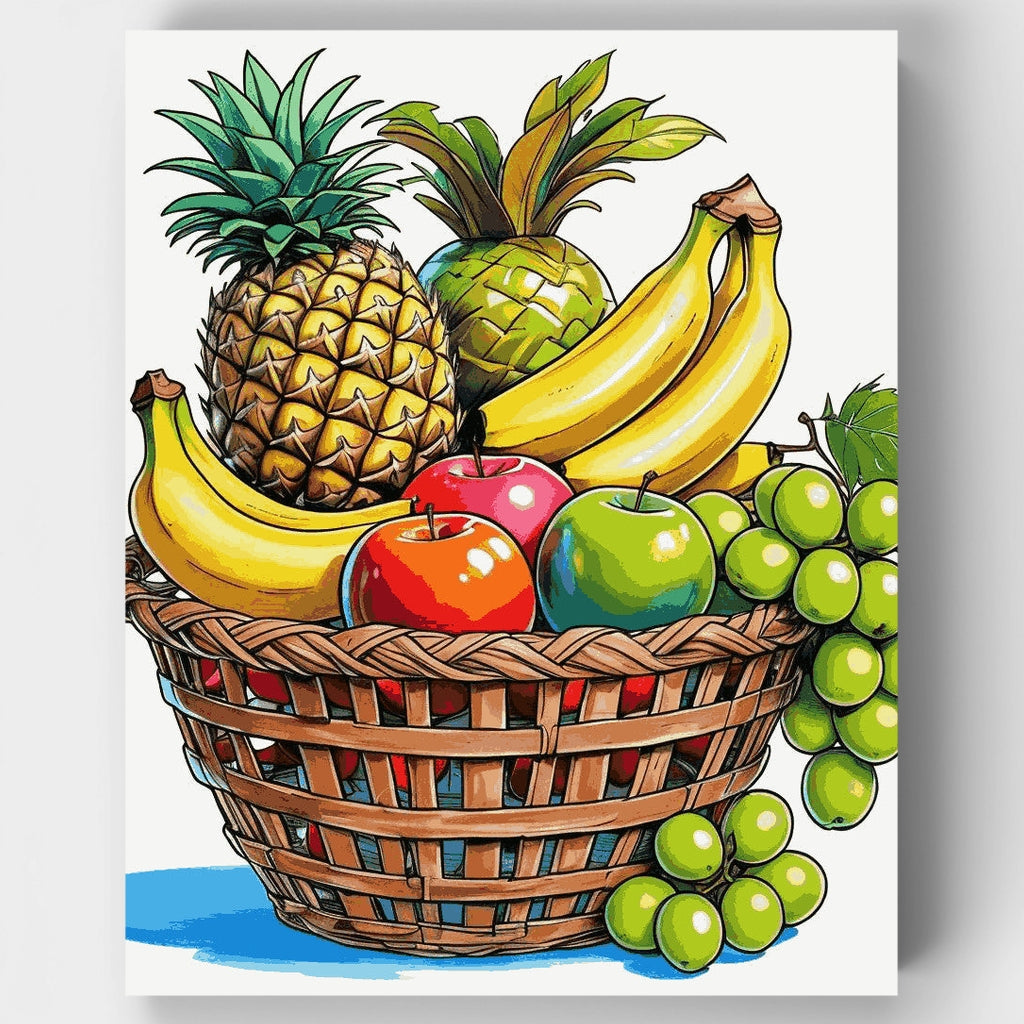 Cesta de frutas tropicales - Kit de pintura por números — Estándar