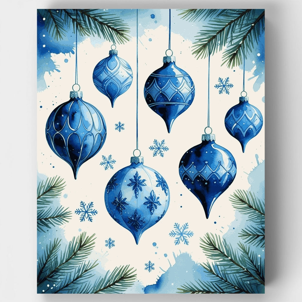 Blue Christmas Ornaments - Paint by Numbers Kit