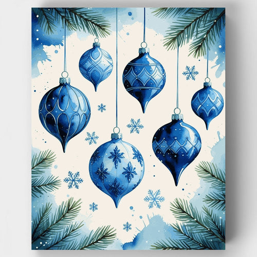 Blue Christmas Ornaments - Paint by Numbers Kit