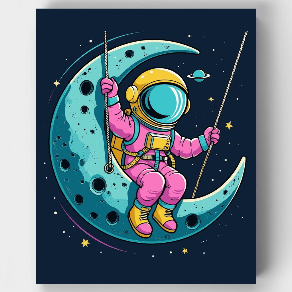 Astronauta en Luna creciente - Kit de pintura por números — Estándar