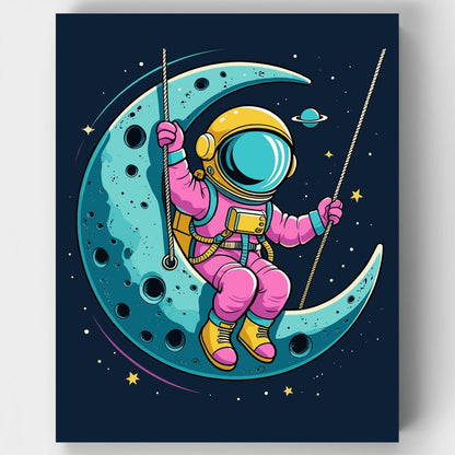 Astronaut on Crescent Moon - Paint by Numbers Kit