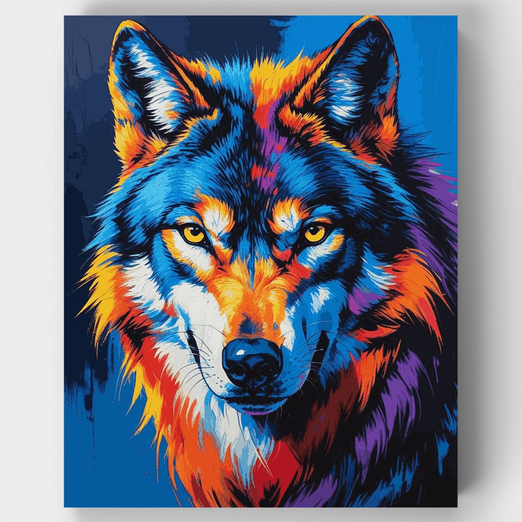 Retrato de lobo vibrante - Kit de pintura por números — Estándar