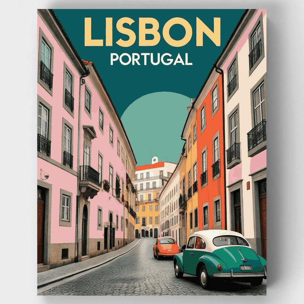 Kit de pintura por números - Calle colorida de Lisboa — Estándar