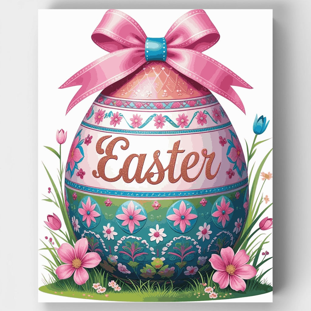 Huevo de Pascua con lazo rosa - Kit de pintura por números — Estándar