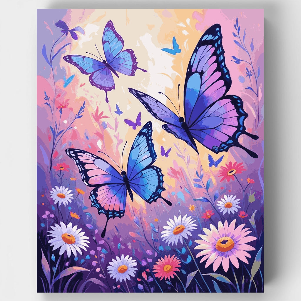 Jardín de mariposas con margaritas - Kit de pintura por números — Estándar