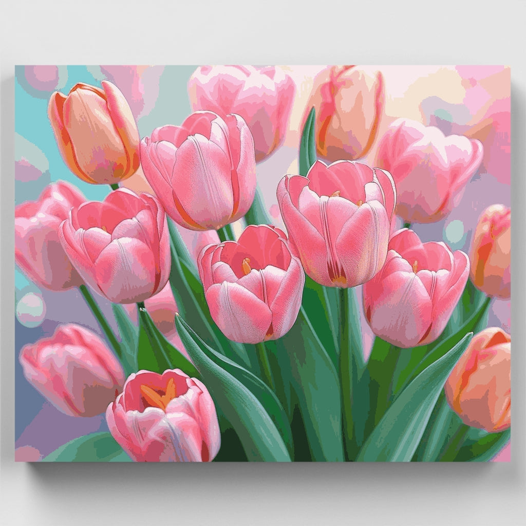 Pink Tulips Bouquet - Paint by Numbers Kit