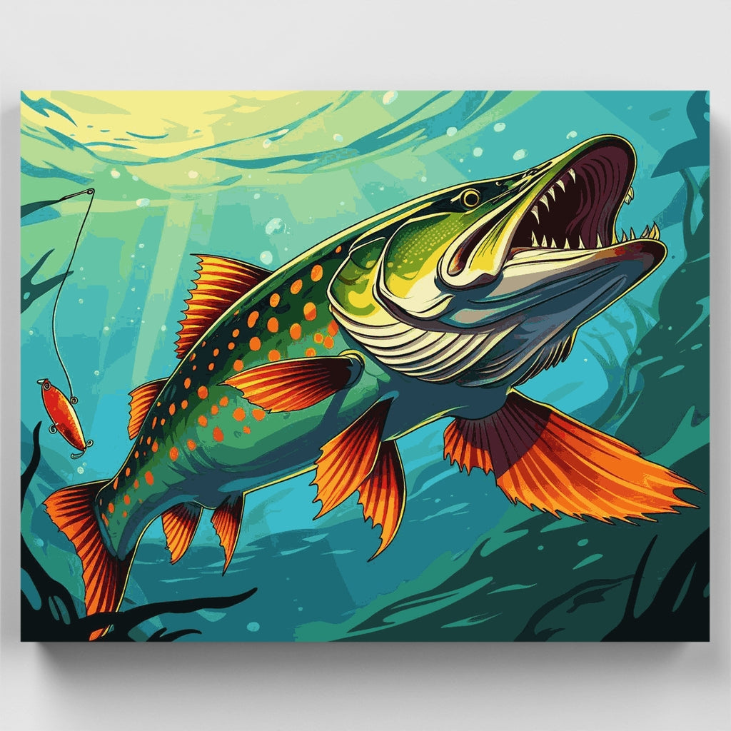 Aventura de pesca de lucio europeo - Kit de pintura por números — Estándar