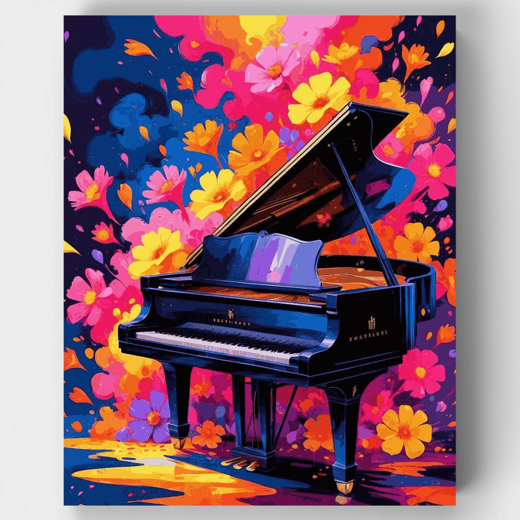 Kit de pintura por números - Piano en flor vibrante — Estándar