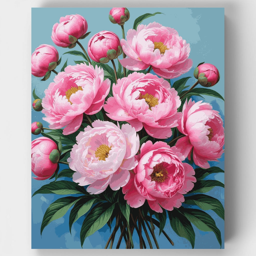 Ramo de peonías rosas - Kit de pintura por números — Estándar