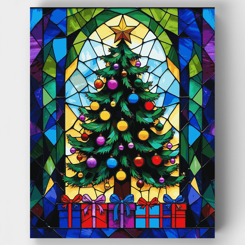 Stained Glass Christmas Tree - Paint by Numbers Kit