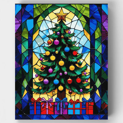 Stained Glass Christmas Tree - Paint by Numbers Kit