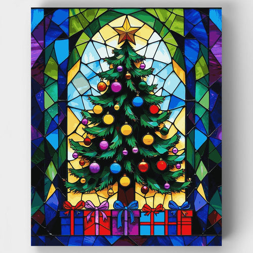 Stained Glass Christmas Tree - Paint by Numbers Kit