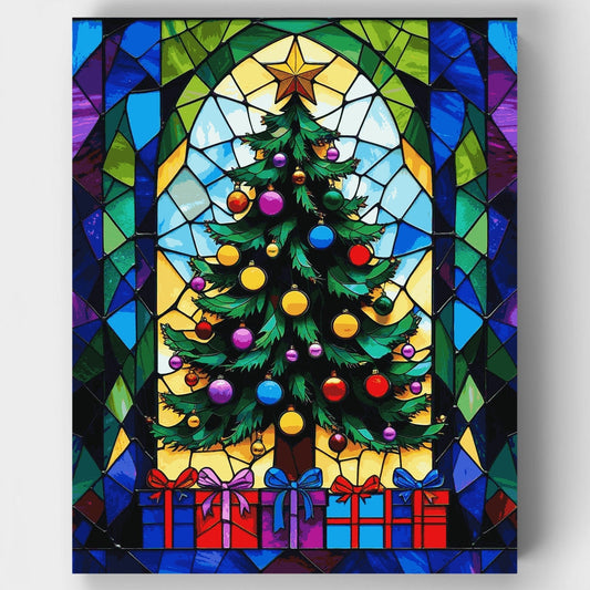 Stained Glass Christmas Tree - Paint by Numbers Kit