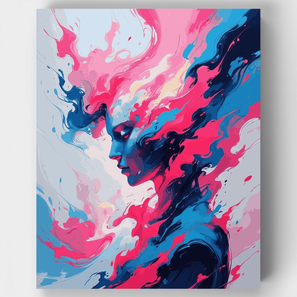 Retrato abstracto con colores fluidos - Kit de pintura por números — Estándar