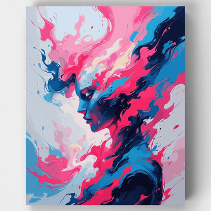 Abstract Portrait with Flowing Colors - Paint by Numbers Kit