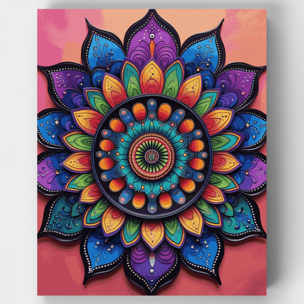 Rainbow Lotus Mandala - Paint by Numbers Kit
