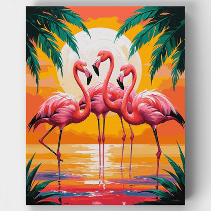 Tropical Flamingo Sunset - Paint by Numbers Kit